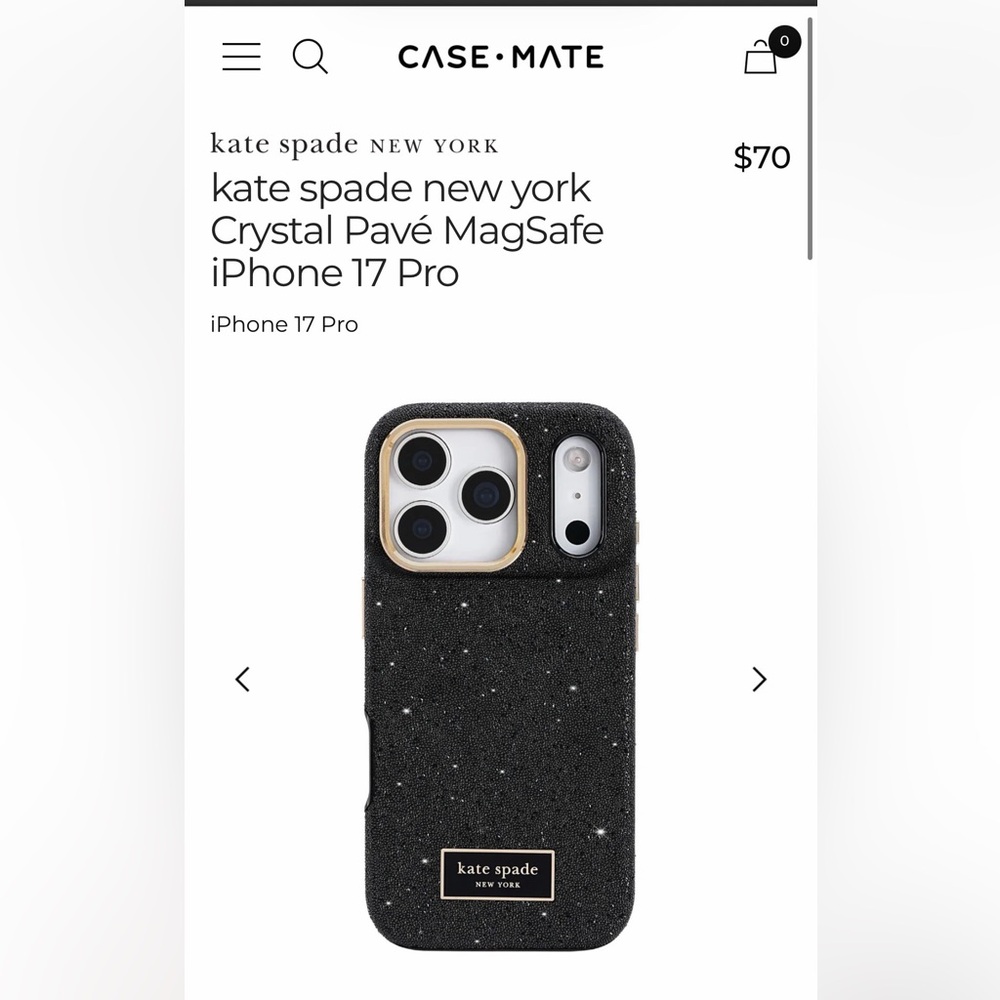 BN Kate Spade Black Crystal Pavé iPhone 17 Pro Case - Picture 6 of 6